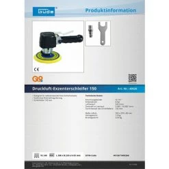 Güde Druckluft Exzenterschleifer Schwingschleifer 150 Tellerschleifer Schleifer -Poliermaschinen & Schleifmaschinen Verkaufsladen 12204738 3