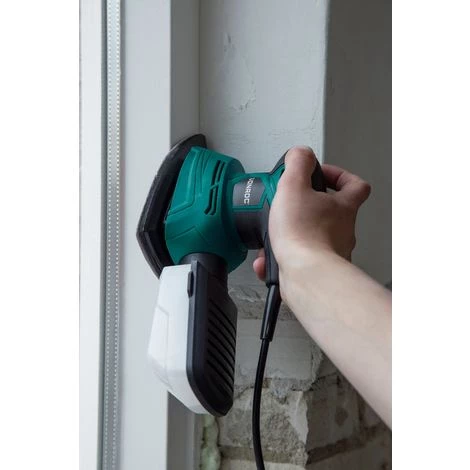 VONROC Multischleifer | Handschleifmaschine - Detailschleifer 130 W - Mit Staubauffangbehälter Und 6 Schleifblättern 2 VONROC Multischleifer | Handschleifmaschine - Detailschleifer 130 W - Mit Staubauffangbehälter Und 6 Schleifblättern – Bild 2