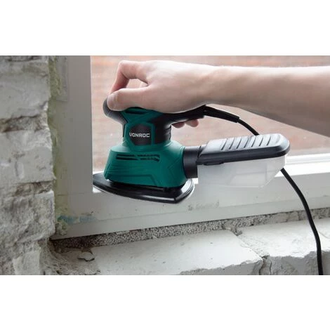 VONROC Multischleifer | Handschleifmaschine - Detailschleifer 130 W - Mit Staubauffangbehälter Und 6 Schleifblättern 5 VONROC Multischleifer | Handschleifmaschine - Detailschleifer 130 W - Mit Staubauffangbehälter Und 6 Schleifblättern – Bild 5