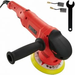 TECTAKE Exzenter Poliermaschine 710W - Auto Poliermaschine, Exzenterpolierer, Feinpoliermaschine - 3-tlg. - Schwarz/rot