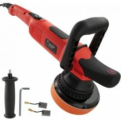 TECTAKE Exzenter Poliermaschine 810W Digital - Auto Poliermaschine, Exzenterpolierer, Feinpoliermaschine - 3-tlg. - Schwarz/rot