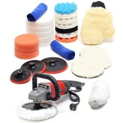 WILTEC Poliermaschine Set Bestehend Aus 26 Teilen, 1200W Leistung, 3000 U/min, Poliergerät Mit 6 Stufen