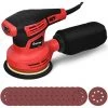 COSTWAY Exzenterschleifer Schleifmaschine Mit 15 Schleifpapier / 6 Geschwindigkeiten / 6000-12000O RPM / 280W / 125mm Durchmesser/mit Staubabsaugung/Ideal Fuer Heimwerkerarbeiten