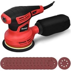 COSTWAY Exzenterschleifer Schleifmaschine Mit 15 Schleifpapier / 6 Geschwindigkeiten / 6000-12000O RPM / 280W / 125mm Durchmesser/mit Staubabsaugung/Ideal Fuer Heimwerkerarbeiten
