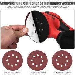 COSTWAY Exzenterschleifer Schleifmaschine Mit 15 Schleifpapier / 6 Geschwindigkeiten / 6000-12000O RPM / 280W / 125mm Durchmesser/mit Staubabsaugung/Ideal Fuer Heimwerkerarbeiten -Poliermaschinen & Schleifmaschinen Verkaufsladen 18667595 5