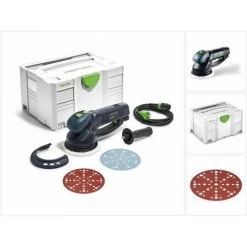 Festool RO 150 FEQ-Plus ROTEX Getriebe Exzenterschleifer 720W 5mm Hub ( 571805 ) Im Systainer + 50x Schleifscheiben P60