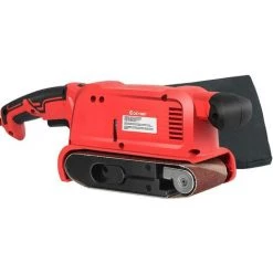 COSTWAY 800W Bandschleifmaschine Mit Staubbeutel, 2-in-1 Handgeführte Und Stationaere Schleifmaschine 6 Stufen/feste Klemmschrauben / 12 Schleifbaendern / 200-380U/min