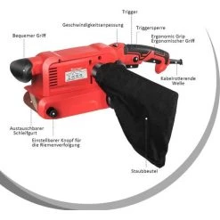 COSTWAY 800W Bandschleifmaschine Mit Staubbeutel, 2-in-1 Handgeführte Und Stationaere Schleifmaschine 6 Stufen/feste Klemmschrauben / 12 Schleifbaendern / 200-380U/min -Poliermaschinen & Schleifmaschinen Verkaufsladen 19684366 4