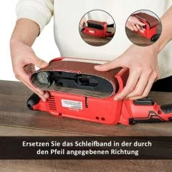 COSTWAY 800W Bandschleifmaschine Mit Staubbeutel, 2-in-1 Handgeführte Und Stationaere Schleifmaschine 6 Stufen/feste Klemmschrauben / 12 Schleifbaendern / 200-380U/min -Poliermaschinen & Schleifmaschinen Verkaufsladen 19684366 5