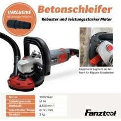 FANZTOOL Betonschleifer Betonfräse Set Mit Diamantschleiftopf Und Absaughaube (1500W/125mm) -Poliermaschinen & Schleifmaschinen Verkaufsladen 28213739 4