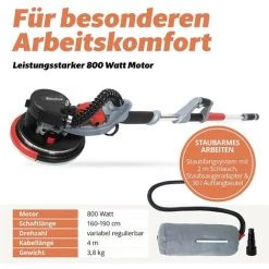 FANZTOOL 800 Watt Trockenbauschleifer All-In-One: Deckenschleifer – Wandschleifer Mit Integriertem Staubsauger, LED Beleuchtung Und Kugel-Kranz Lösung, Teleskop 1,6 Bis 1,9 M 7 FANZTOOL 800 Watt Trockenbauschleifer All-In-One: Deckenschleifer – Wandschleifer Mit Integriertem Staubsauger, LED Beleuchtung Und Kugel-Kranz Lösung, Teleskop 1,6 Bis 1,9 M -Poliermaschinen & Schleifmaschinen Verkaufsladen 28240243 3