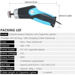 KKmoon 60W Mini-Poliermaschine Mit Zigarettenanzunder 8500 U / Min Autopolierer Mit Variabler Geschwindigkeit Elektrischer Polierer Reinigung Polierwachsmaschine Kfz-Oberflachenkratzer Reparaturwerkzeug Kratzerentferner Blau,Lieferung Mit Cigarette Lighte -Poliermaschinen & Schleifmaschinen Verkaufsladen 33164654 4