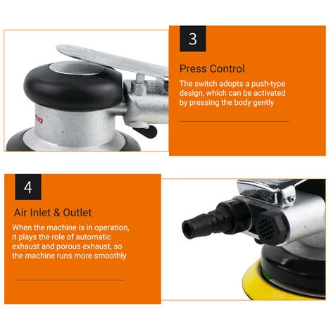 ASUPERMALL Air Random Orbital Sander 5-Zoll-Luftschleifer Pneumatischer Schleifer Pneumatischer Handflachenpolierer,Schwarz 4 ASUPERMALL Air Random Orbital Sander 5-Zoll-Luftschleifer Pneumatischer Schleifer Pneumatischer Handflachenpolierer,Schwarz – Bild 4