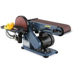 EBERTH 375 Watt Band- Und Tellerschleifer (150 Mm Schleifteller, Verstellbare Werkzeugauflage, Antivibrationsfüße) Bandschleifer Bandschleifmaschine