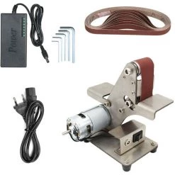 HAPPYSHOPPING Kleine Mini-Bandmaschine DIY-Poliermaschine Mini-Holzschleifer Festwinkel-Schärfmaschine Klingen-Schärfmaschine Home Desktop Mini-Doppelflügel-Riemenmaschine,Kleiner Europäischer Standard Mit 895er Motor
