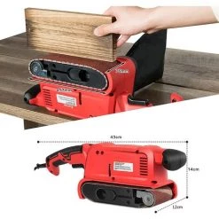 GOPLUS 800W Bandschleifer, Mit 200-380m/min Drehzahlregelung & Staubbeutel, Mit 2m Kabel & 13 StückSandpapier (76x457mm), Schleifmaschine, Für Holz, Metall, Kunststoff, ZumPolieren, Entstauben, Schleifen -Poliermaschinen & Schleifmaschinen Verkaufsladen 36408062 5