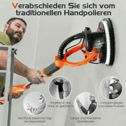 GOPLUS Wand-deckenschleifer 750w, 800– 1750 U/min, φ225mm, Wandschleifmaschine Mit Staubsammelsystem UndTeleskopstiel, Trockenbauschleifer Inkl. LED Bleuchtung Und Schleifteller -Poliermaschinen & Schleifmaschinen Verkaufsladen 36408132 3