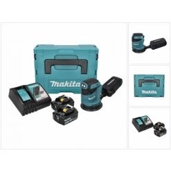 Makita DBO 180 RGJ Akku Exzenterschleifer 18 V 125 Mm + 2x Akku 6,0 Ah + Ladegerät + Makpac