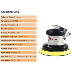 HAPPYSHOPPING Air Exzenterschleifer 5in Air Sander Pneumatischer Sander Pneumatischer Handpolierer,Schwarz -Poliermaschinen & Schleifmaschinen Verkaufsladen 37408551 3