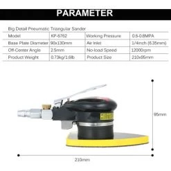 HAPPYSHOPPING Pneumatischer Exzenterschleifer Air Sander Polierer Kleiner Dreieckiger Handschleifer Maus Detailschleifer Für Auto Ecke Lackpflege Rostentfernung Holzschleifer 90x130mm,90x130mm -Poliermaschinen & Schleifmaschinen Verkaufsladen 37408873 3