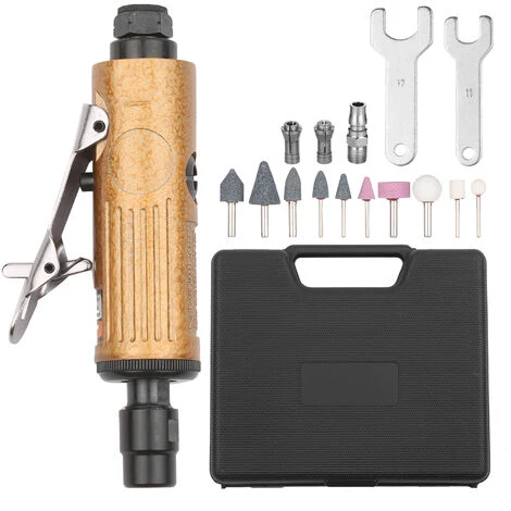 HAPPYSHOPPING Mini-Luft-Geradschleifer-Set 25000 U / Min Pneumatisches Luftpolieren-Rotationswerkzeug-Kit Ausgestattet Mit 1/4-Zoll 1/8-Zoll-Spannzangen, 2 Schraubenschlüsseln Und 10 Stück Schleifstein KP-620,KP-620, Gold 1 HAPPYSHOPPING Mini-Luft-Geradschleifer-Set 25000 U / Min Pneumatisches Luftpolieren-Rotationswerkzeug-Kit Ausgestattet Mit 1/4-Zoll 1/8-Zoll-Spannzangen, 2 Schraubenschlüsseln Und 10 Stück Schleifstein KP-620,KP-620, Gold