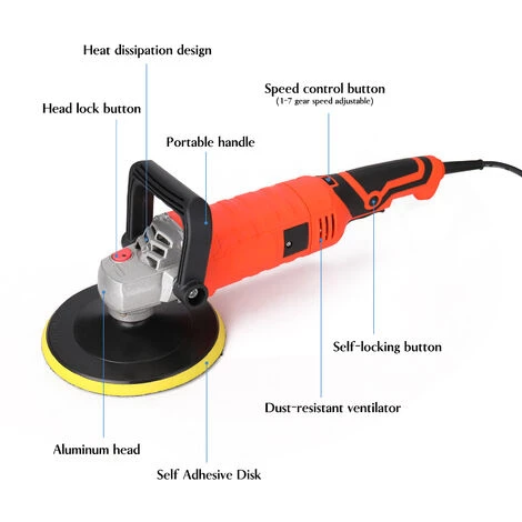 HAPPYSHOPPING 1580W 220 V 7 Stufen Geschwindigkeit Einstellbar 180mm Disc Auto Elektrische Polierer Wachsmaschine Auto Möbel Utility Polierwerkzeug,EU Mit Bonnets 3 HAPPYSHOPPING 1580W 220 V 7 Stufen Geschwindigkeit Einstellbar 180mm Disc Auto Elektrische Polierer Wachsmaschine Auto Möbel Utility Polierwerkzeug,EU Mit Bonnets – Bild 3