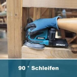 WESCOTOOLS Akku Multischleifer, WESCO Akku Schleifer 13000 RPM 18V 2.0 Ah Kabelloser Dreieckschleifer, Deltaschleifer Mit Staubbehälter, Schleiffläche 140x140x80mm, Inkl. Mit Akku Und Ladegerät WS2315 -Poliermaschinen & Schleifmaschinen Verkaufsladen 39582406 4