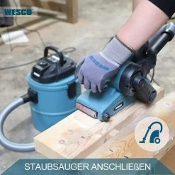 Bandschleifer, WESCO 920W Schleifmaschine Mit 6 Gänge Drehzahlregelung, Schleiffläche 76 X 135 Mm, Bandabmessung 76 X 533 Mm, 150-270 /min Mit 1 Schleifband K80 Und Staubbeutel, WS4366 -Poliermaschinen & Schleifmaschinen Verkaufsladen 39582409 5