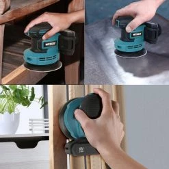 WESCOTOOLS Akku Exzenterschleifer, WESCO 18V 2.0Ah Akku Schleifer Mit Akku, Schleifmaschine Ø 125mm, Staubfangbehälter, Ladegeräte, 6 Leistungsstufe Von 3000 Bis Zu 11000/min, 12PCS Schleifpapier, Polierschwamm -Poliermaschinen & Schleifmaschinen Verkaufsladen 39582412 4