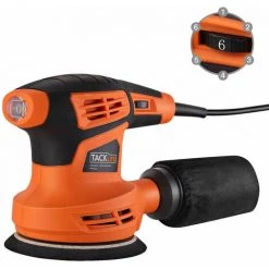 TACKLIFE 280W Exzenterschleifer, 6 Geschwindigkeiten (6.000-13.000 U/min), 10 * 125 Mm Schleifscheiben (80er Körnung) Und 3 Polierzubehör (Mikrofasertuch, Schwamm Und Wolle) Enthalten, Staubabsaugung.-PRS02A