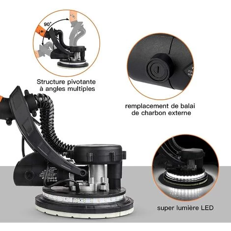 TACKLIFE Giraffe Sander, 6.7A Automatisches Saugsystem, 12 Schleifscheiben, Variable Geschwindigkeit 500-1800 U/min, Elektrischer Trockenbauschleifer Mit LED-Licht Und Ausziehbarem Griff 1.6-1.9m-PDS03A 4 TACKLIFE Giraffe Sander, 6.7A Automatisches Saugsystem, 12 Schleifscheiben, Variable Geschwindigkeit 500-1800 U/min, Elektrischer Trockenbauschleifer Mit LED-Licht Und Ausziehbarem Griff 1.6-1.9m-PDS03A – Bild 4