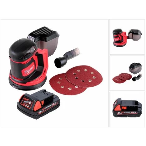 Milwaukee M18 BOS125-201 Akku Exzenterschleifer 18 V 125 Mm + 1x Akku 2,0 Ah - Ohne Ladegerät 1 Milwaukee M18 BOS125-201 Akku Exzenterschleifer 18 V 125 Mm + 1x Akku 2,0 Ah - Ohne Ladegerät