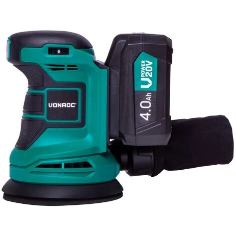 VONROC Exzenterschleifer - VPower 20V - Inkl. 4.0Ah Akku Und Ladegerät - Ø125mm - Mit Staubbeutel & 12 Stück Schleifpapier 2 VONROC Exzenterschleifer - VPower 20V - Inkl. 4.0Ah Akku Und Ladegerät - Ø125mm - Mit Staubbeutel & 12 Stück Schleifpapier – Bild 2