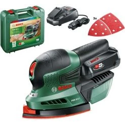 Bosch Akku Multischleifer PSM 18 LI (1 Akku, 18 Volt System, 3 Schleifblätter, Schleiffläche: 104 Cm² )
