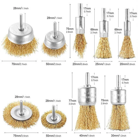 UNHO Drahtbürste Set 9-teilig Für Bohrmaschine Drahtbürstensatz 2 UNHO Drahtbürste Set 9-teilig Für Bohrmaschine Drahtbürstensatz – Bild 2