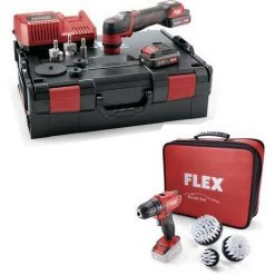 FLEX-ELEKTROWERKZEUGE GMBH Flex Akku Polierer PXE 80 10.8-EC/2.5 Set Freilaufend + Akku-Bohrschrauber DD 2G