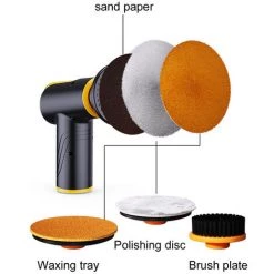 HAPPYSHOPPING 100 W 1800 U / Min Multifunktionale Kabellose Autopolierwachsmaschine Tragbare Tragbare Autopoliermaschine Haushaltsautowachswerkzeug Zwei Geschwindigkeiten Einstellbar,Schwarz -Poliermaschinen & Schleifmaschinen Verkaufsladen 51514416 3