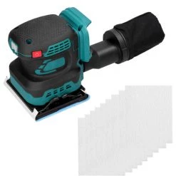 HAPPYSHOPPING Akku-Elektroschleifer 8000/10000/12000 U / Min 3-Gang-Getriebe Einstellbarer Holzschleifer Polierer Multifunktionale Polierschleifmaschine Kompatibel Mit Makita-Akku,110x110mm Square, Multicolor