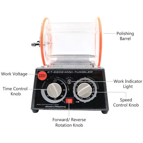 ASUPERMALL Schmuck-Tumbler-Polierer 3kg 6.6lb Mini-Rotationsfass Poliermaschine Bidirektionale Rotationszeit / Geschwindigkeit Umschaltbar Für Münzen Metall Rostentfernung Oberfläche Polierende,Modell:3kg EU-Plug 3 ASUPERMALL Schmuck-Tumbler-Polierer 3kg 6.6lb Mini-Rotationsfass Poliermaschine Bidirektionale Rotationszeit / Geschwindigkeit Umschaltbar Für Münzen Metall Rostentfernung Oberfläche Polierende,Modell:3kg EU-Plug – Bild 3