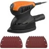 Meterk Maus Detailschleifer 1350ORPM Schleifer Wandspachtel Poliermaschinen Schleifer Mit 16 STÜCK Schleifpapier Staubsammelsystem Für Enge Räume Beim Schleifen In Der Heimdekoration Und Beim Heimwerken,EU-Stecker, Schwarz