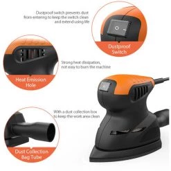 Meterk Maus Detailschleifer 1350ORPM Schleifer Wandspachtel Poliermaschinen Schleifer Mit 16 STÜCK Schleifpapier Staubsammelsystem Für Enge Räume Beim Schleifen In Der Heimdekoration Und Beim Heimwerken,EU-Stecker, Schwarz -Poliermaschinen & Schleifmaschinen Verkaufsladen 55623481 5