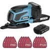 WESCOTOOLS Multischleifer Akku, WESCO 18V Deltaschleifer Inkl. Batterie 2.0 Ah Und 12 X Schleifpapier
