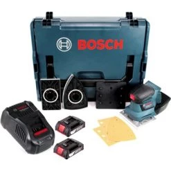 Bosch GSS 18V-10 Akku Schwingschleifer 18V + 2x Akku 2,0Ah + Ladegerät + L-Boxx