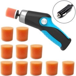 HAPPYSHOPPING Elektrisches Auto-Polierer-Kit Tragbares Mini-Auto-Schleif-Kratzer-Reparatur-Maschinen-Set Zum Polieren / Polieren / Schleifen / Wachsen Von Autos,Mit Zigaretten Leichter, Blau