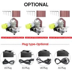 HAPPYSHOPPING Mini Bandschleifer Elektrisches Schleifen Polieren Schleifmaschine 7 Variable Geschwindigkeit Mit 10 Schleifbändern Zum Polieren Von Holz Acryl Metall (Bandgröße: 30 * 300 Mm),EU-Plug & 30mm Gürtel, Silber -Poliermaschinen & Schleifmaschinen Verkaufsladen 57337152 3