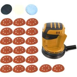 HAPPYSHOPPING Akku-Elektroauto-Poliermaschine 3 Geschwindigkeitsstufen Einstellbare Auto-Poliermaschine Multifunktionale Holz-Metallwachs-Schleifmaschine,Host & 23PCS Accessoires, Multicolor