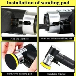 BEARSU Luftpneumatischer Orbitaldruck Mini-Orbitaldruckwinkel-Rotationspolierwerkzeug Mit Schleifpad 15000 U / Min Air Sander 2-Zoll-Schleifpad -Poliermaschinen & Schleifmaschinen Verkaufsladen 59194971 3