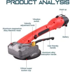 LIFCAUSAL Carrelage Carrelage Machine Mur Carrelage Pose Outil Vibrant Avec Ventouse 100*100mm Avec Deux Batterie EU Plug Rouge -Poliermaschinen & Schleifmaschinen Verkaufsladen 59307656 3