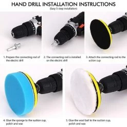 TINOR 11 Stück Polierschwämme 80mm Polierpad Polierpad Schwamm Polierset Mit M10 Bohrer Adapter Wollpolierpad Zum Polieren Schleifen Wachsen Auto -Poliermaschinen & Schleifmaschinen Verkaufsladen 60367511 5