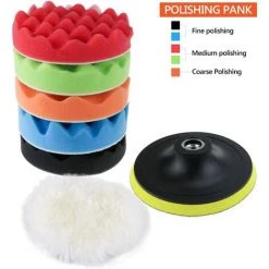 TINOR Polierschwamm-Set Mit Bohreradapter Und Woll-Wachspads, 7er-Set Auto-Polierpads, Polierer Und Waxer (12,7 Cm) -Poliermaschinen & Schleifmaschinen Verkaufsladen 60370500 4